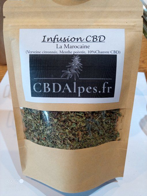 La Marocaine 10%, infusion (50g de : Verveine citronnée, menthe, 10%chanvre cbd)